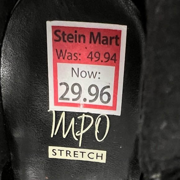 Impo Black‎ Faux Suede Stretch Ankle Boots Lattice Cutwork Zipper Back 3.5” Heel - Picture 11 of 11